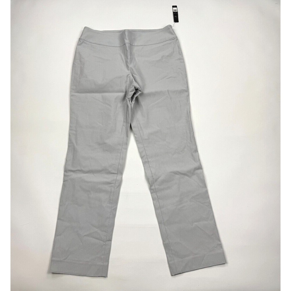 Nic+Zoe Flat Front Stretch Rayon Dress Pants Women 14 NWT $128 Zip Closure Smoke